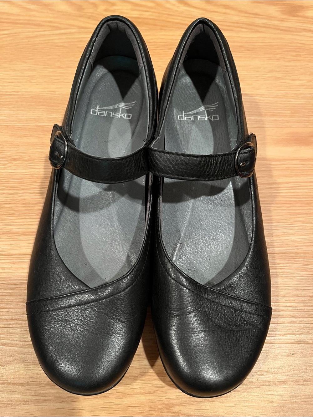 Dansko Black Leather Mary Jane Strap Shoes